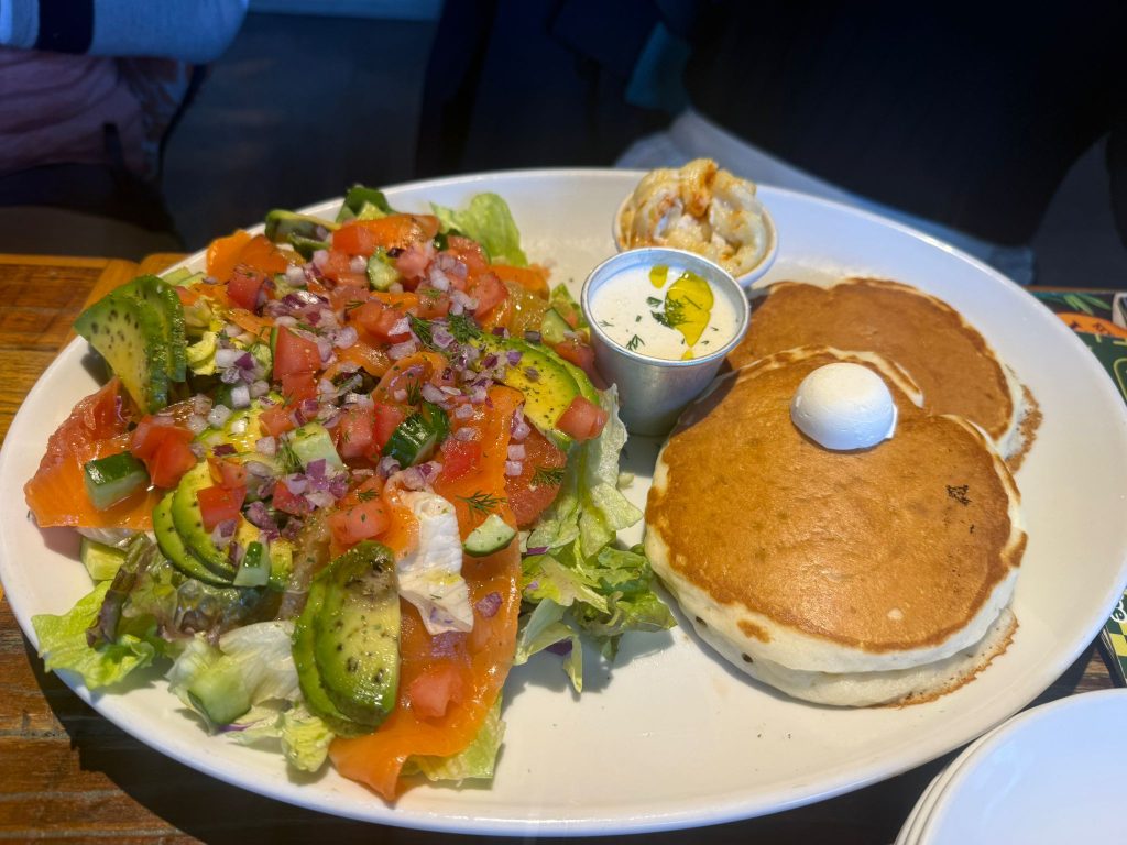 Pancakes with Avocado salad